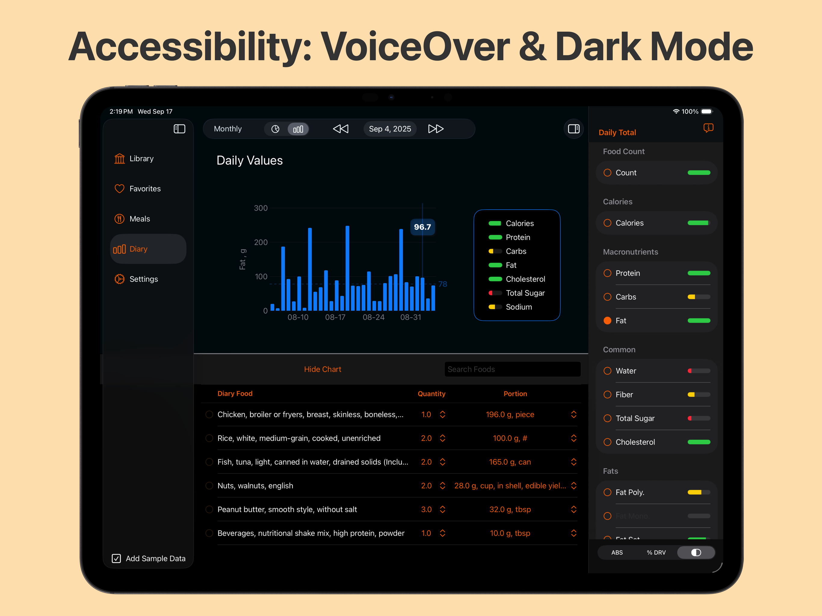 Accessibility VoiceOver and DarkMode
